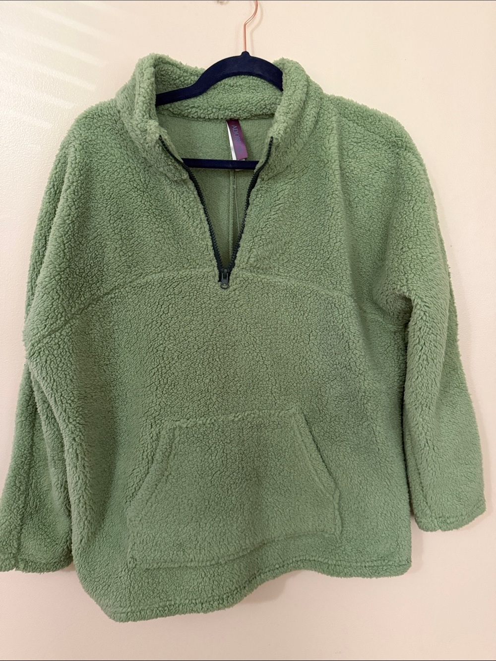 Adore Me Olive Green Sherpa Half-Zip Pullover